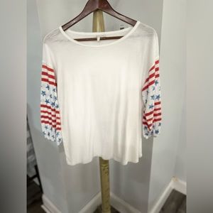Red white and blue blouse
